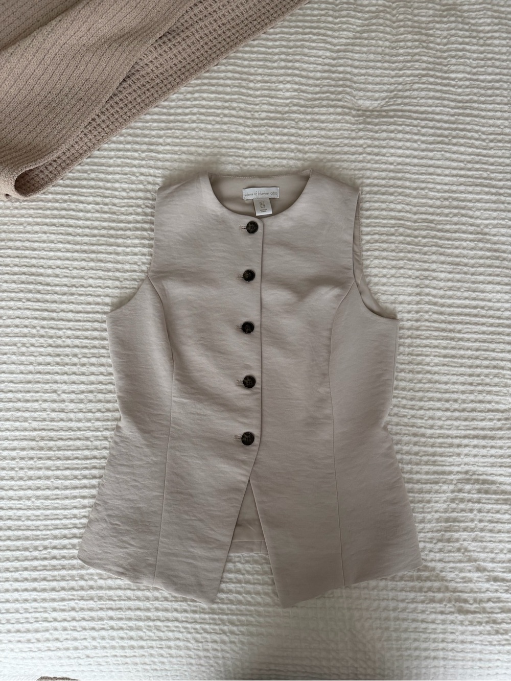 House of Harlow 1960 Round-Neck Button Front Jacket in Light Beige